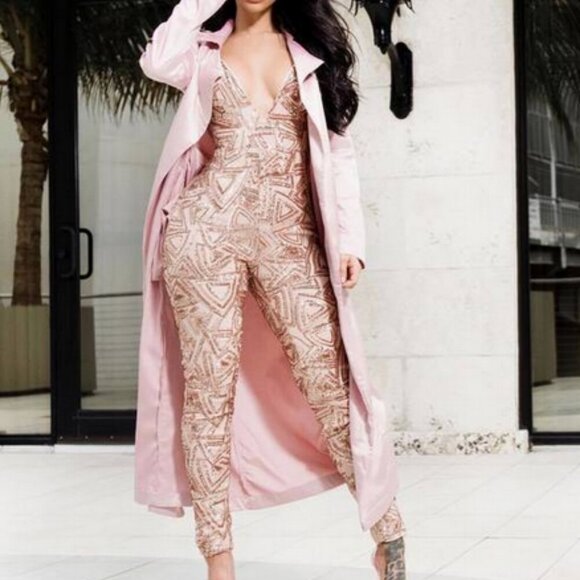 GLAMOUR GIRL BLACK NUDE SEQUIN JUMPSUIT - Picture 5 of 11